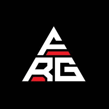 Üçgen şekilli FRG üçgen harf logosu tasarımı. FRG üçgen logo tasarımı monogramı. Kırmızı renkli FRG üçgen vektör şablonu. FRG üçgen logosu Basit, Zarif ve Lüks Logo.
