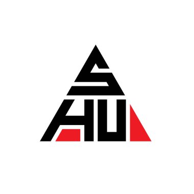 Üçgen şekilli SHU üçgen harf logosu tasarımı. SHU üçgen logo tasarımı monogram. SHU üçgen logo şablonu kırmızı renkte. SHU üçgen logosu Basit, Zarif ve Lüks Logo.