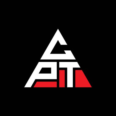 Üçgen şekilli CPT üçgen harf logosu tasarımı. CPT üçgen logo tasarımı monogramı. Kırmızı renkli CPT üçgen vektör şablonu. CPT üçgen logosu Basit, Zarif ve Lüks Logo.