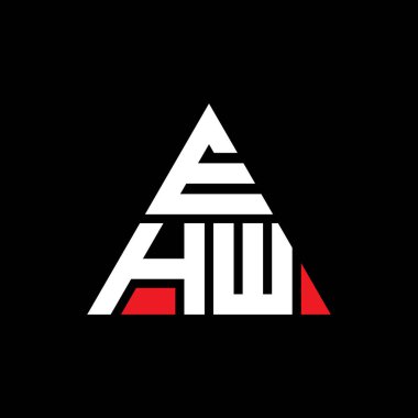 Üçgen şekilli EHW üçgen harf logosu tasarımı. EHW üçgen logo tasarımı monogramı. Kırmızı renkli EHW üçgen vektör logo şablonu. EHW üçgen logosu Basit, Zarif ve Lüks Logo.