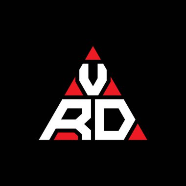Üçgen şekilli VRD üçgen harf logosu tasarımı. VRD üçgen logo tasarımı monogramı. Kırmızı renkli VRD üçgen vektör şablonu. VRD üçgen logosu Basit, Zarif ve Lüks Logo.