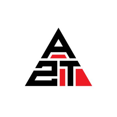 Üçgen şekilli AZT üçgen harf logosu tasarımı. AZT üçgen logo tasarımı monogramı. Kırmızı renkli AZT üçgen vektör şablonu. AZT üçgen logosu Basit, Zarif ve Lüks Logo.