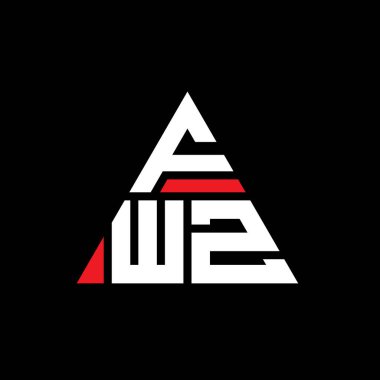 Üçgen şekilli FWZ üçgen harf logosu tasarımı. FWZ üçgen logo tasarımı monogramı. Kırmızı renkli FWZ üçgen vektör şablonu. FWZ üçgen logosu Basit, Zarif ve Lüks Logo.