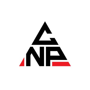 Üçgen şekilli CNP üçgen harf logosu tasarımı. CNP üçgen logo tasarımı monogramı. CNP üçgen logo şablonu kırmızı renkte. CNP üçgen logosu Basit, Zarif ve Lüks Logo.
