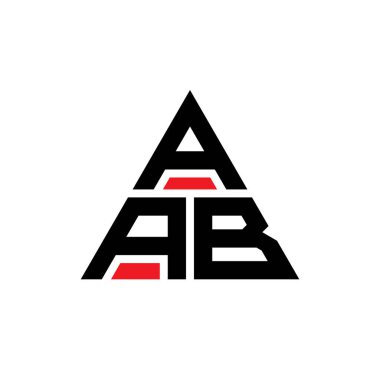 Üçgen şekilli AAB üçgen harf logosu tasarımı. AAB üçgen logo tasarımı monogramı. Kırmızı renkli AAB üçgen vektör logo şablonu. AAB üçgen logosu Basit, Zarif ve Lüks Logo.