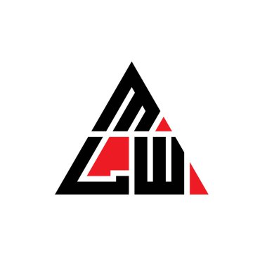 Üçgen şekilli MLW üçgen harf logosu tasarımı. MLW üçgen logo tasarımı monogramı. Kırmızı renkli MLW üçgen vektör şablonu. MLW üçgen logosu Basit, Zarif ve Lüks Logo.