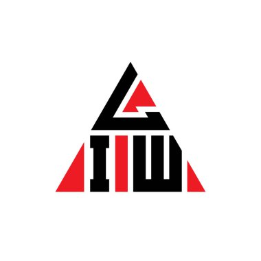 Üçgen şekilli LIW üçgen harf logosu tasarımı. LIW üçgen logo tasarımı monogramı. Kırmızı renkli LIW üçgen vektör logosu şablonu. LIW üçgen logosu Basit, Zarif ve Lüks Logo.