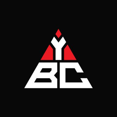Üçgen şekilli YBC üçgen harf logosu tasarımı. YBC üçgen logo tasarımı monogramı. Kırmızı renkli YBC üçgen vektör logo şablonu. YBC üçgen logosu Basit, Zarif ve Lüks Logo.