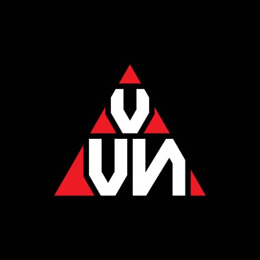 Üçgen şekilli VVN üçgen harf logosu tasarımı. VVN üçgen logo tasarımı monogramı. Kırmızı renkli VVN üçgen vektör logo şablonu. VVN üçgen logosu Basit, Zarif ve Lüks Logo.