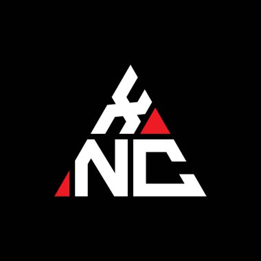 Üçgen şekilli XNC üçgen harf logosu tasarımı. XNC üçgen logo tasarımı monogramı. Kırmızı renkli XNC üçgen vektör şablonu. XNC üçgen logosu Basit, Zarif ve Lüks Logo.