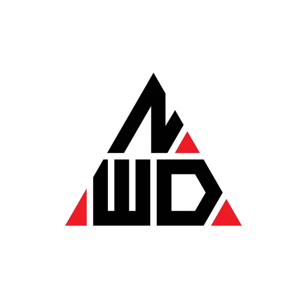 Návrh Loga Trojúhelníkového Písmene Nwd Trojúhelníkovým Tvarem Nwd Trojúhelník Logo — Stockový vektor