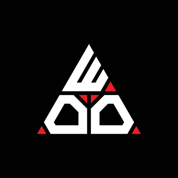 三角形の形をしたWoo三角形の文字ロゴデザイン Woo三角形のロゴデザインのモノグラム 赤色のWoo三角形ベクトルロゴテンプレート Woo三角形のロゴシンプル エレガントで豪華なロゴ — ストックベクタ