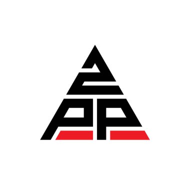 Üçgen şekilli ZPP üçgen harf logosu tasarımı. ZPP üçgen logo tasarımı monogramı. Kırmızı renkli ZPP üçgen vektör logo şablonu. ZPP üçgen logosu Basit, Zarif ve Lüks Logo.