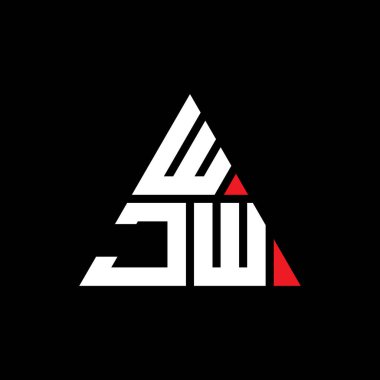 Üçgen şekilli WJW üçgen harf logosu tasarımı. WJW üçgen logo tasarımı monogramı. WJW üçgen vektör şablonu kırmızı renkte. WJW üçgen logosu Basit, Zarif ve Lüks Logo.