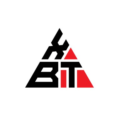 Üçgen şekilli XBT üçgen harf logosu tasarımı. XBT üçgen logo tasarımı monogramı. Kırmızı renkli XBT üçgen vektör şablonu. XBT üçgen logosu Basit, Zarif ve Lüks Logo.