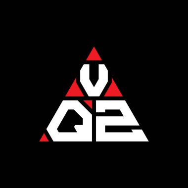 Üçgen şekilli VQZ üçgen harf logosu tasarımı. VQZ üçgen logo tasarımı monogramı. Kırmızı renkli VQZ üçgen vektör şablonu. VQZ üçgen logosu Basit, Zarif ve Lüks Logo.