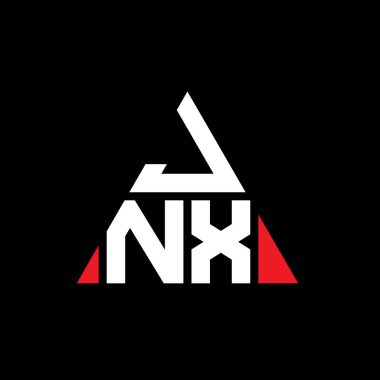 Üçgen şekilli JNX üçgen harf logosu tasarımı. JNX üçgen logo tasarımı monogramı. Kırmızı renkli JNX üçgen vektör şablonu. JNX üçgen logosu Basit, Zarif ve Lüks Logo.