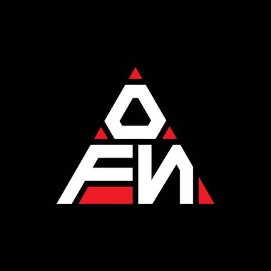 Üçgen şekilli OFN üçgen harf logosu tasarımı. OFN üçgen logo tasarımı monogramı. Kırmızı renkli OFN üçgen vektör logo şablonu. OFN üçgen logosu Basit, Zarif ve Lüks Logo.