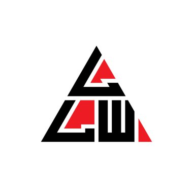 Üçgen şekilli LLW üçgen harf logosu tasarımı. LLW üçgen logo tasarımı monogramı. Kırmızı renkli LLW üçgen vektör şablonu. LLW üçgen logosu Basit, Zarif ve Lüks Logo.