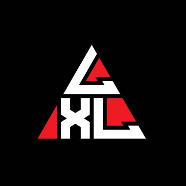 Üçgen şekilli LXL üçgen harf logosu tasarımı. LXL üçgen logo tasarımı monogramı. Kırmızı renkli LXL üçgen vektör şablonu. LXL üçgen logosu Basit, Zarif ve Lüks Logo.