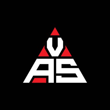 Üçgen şekilli VAS üçgen harf logosu tasarımı. VAS üçgen logo tasarımı monogramı. Kırmızı renkli VAS üçgen vektör şablonu. VAS üçgen logosu Basit, Zarif ve Lüks Logo.