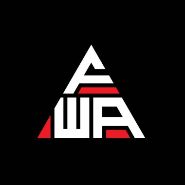 Üçgen şekilli FWA üçgen harf logosu tasarımı. FWA üçgen logo tasarımı monogramı. Kırmızı renkli FWA üçgen vektör logo şablonu. FWA üçgen logosu Basit, Zarif ve Lüks Logo.