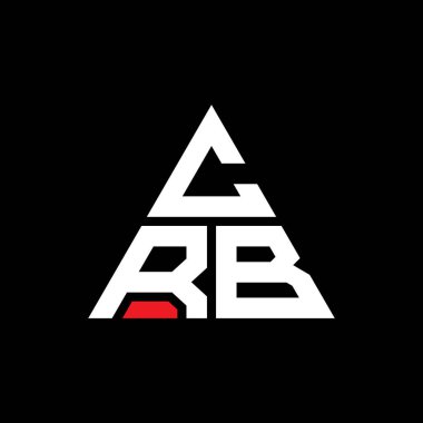 Üçgen şekilli CRB üçgen harf logosu tasarımı. CRB üçgen logo tasarımı monogramı. Kırmızı renkli CRB üçgen vektör logo şablonu. CRB üçgen logosu Basit, Zarif ve Lüks Logo.
