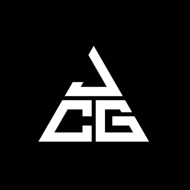 Üçgen şekilli JCG üçgen harf logosu tasarımı. JCG üçgen logo tasarımı monogramı. Kırmızı renkli JCG üçgen vektör şablonu. JCG üçgen logosu Basit, Zarif ve Lüks Logo.