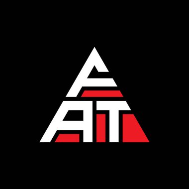 Üçgen şekilli FAT üçgen harf logosu tasarımı. FAT üçgen logo tasarımı monogramı. Kırmızı renkli FAT üçgen vektör şablonu. FAT üçgen logosu Basit, Zarif ve Lüks Logo.