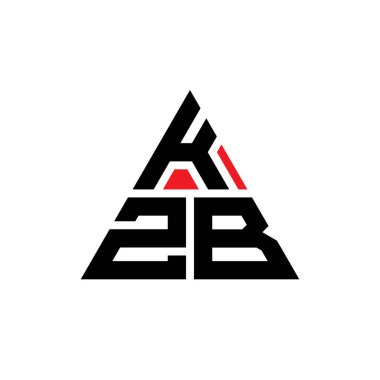 Üçgen şekilli KZB üçgen harf logosu tasarımı. KZB üçgen logo tasarımı monogramı. Kırmızı renkli KZB üçgen vektör şablonu. KZB üçgen logosu Basit, Zarif ve Lüks Logo.