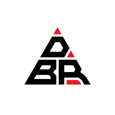 Üçgen şekilli DBR üçgen harf logosu tasarımı. DBR üçgen logo tasarımı monogramı. Kırmızı renkli DBR üçgen vektör logo şablonu. DBR üçgen logosu Basit, Zarif ve Lüks Logo.