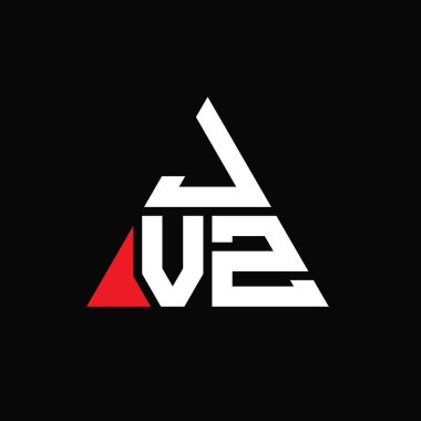 Üçgen şekilli JVZ üçgen harf logosu tasarımı. JVZ üçgen logo tasarımı monogramı. Kırmızı renkli JVZ üçgen vektör şablonu. JVZ üçgen logosu Basit, Zarif ve Lüks Logo.