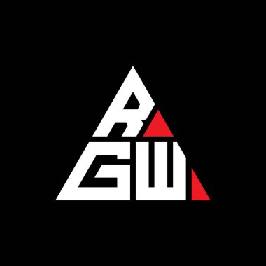 Üçgen şekilli RGW üçgen harf logosu tasarımı. RGW üçgen logo tasarımı monogramı. Kırmızı renkli RGW üçgen vektör logo şablonu. RGW üçgen logosu Basit, Zarif ve Lüks Logo.