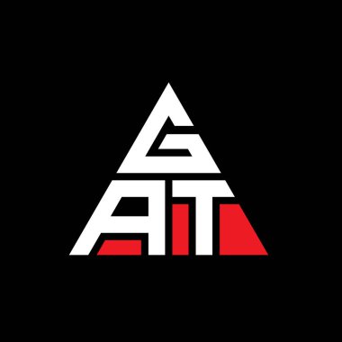 Üçgen şekilli GAT üçgen harf logosu tasarımı. GAT üçgen logo tasarımı monogramı. Kırmızı renkli GAT üçgen vektör logo şablonu. GAT üçgen logosu Basit, Zarif ve Lüks Logo.