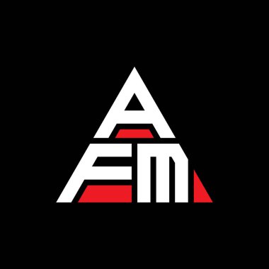 Üçgen şekilli AFM üçgen harf logosu tasarımı. AFM üçgen logo tasarımı monogramı. AFM üçgen logo şablonu kırmızı renkte. AFM üçgen logosu Basit, Zarif ve Lüks Logo.