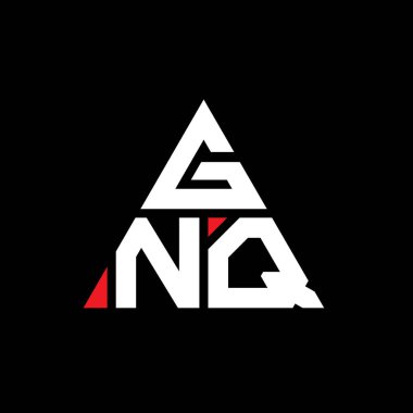 Üçgen şekilli GNQ üçgen harf logosu tasarımı. GNQ üçgen logo tasarımı monogramı. Kırmızı renkli GNQ üçgen vektör şablonu. GNQ üçgen logosu Basit, Zarif ve Lüks Logo.