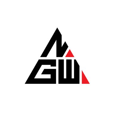 Üçgen şekilli NGW üçgen harf logosu tasarımı. NGW üçgen logo tasarımı monogramı. Kırmızı renkli NGW üçgen vektör şablonu. NGW üçgen logosu Basit, Zarif ve Lüks Logo.