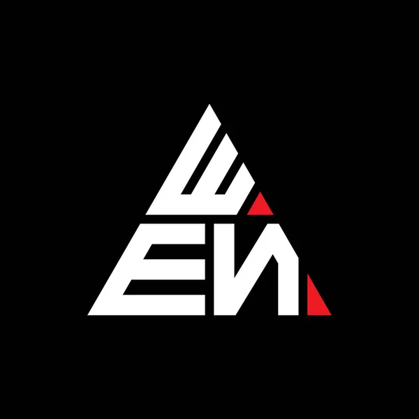 三角形状のWen三角形文字ロゴデザイン Wen三角形のロゴデザインモノグラム 赤色のWen三角形ベクトルロゴテンプレート Wen三角形のロゴシンプル エレガントで豪華なロゴ Wen — ストックベクタ