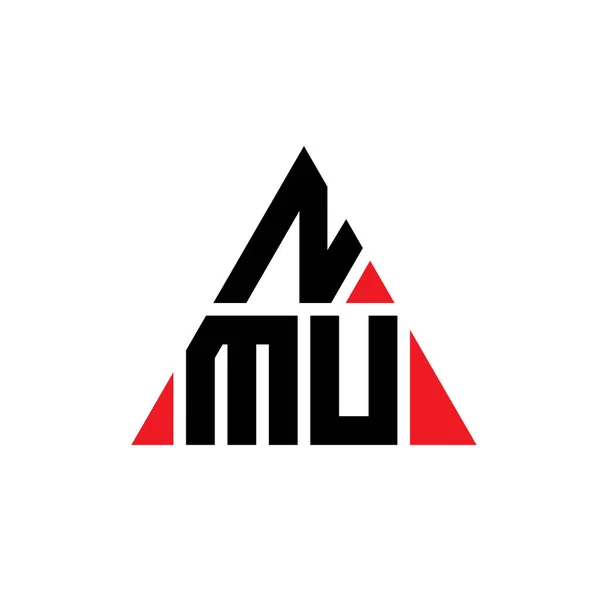 Nmu三角形字母标志设计与三角形形状 Nmu三角形徽标设计单字 Nmu三角形矢量标识模板与红色 Nmu三角标识简单 豪华的标志 — 图库矢量图片