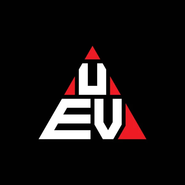 Uev三角形字母标志设计与三角形形状 Uev三角形标志设计图 Uev三角形矢量标识模板与红色 Uev三角标识简单 豪华的标志 — 图库矢量图片