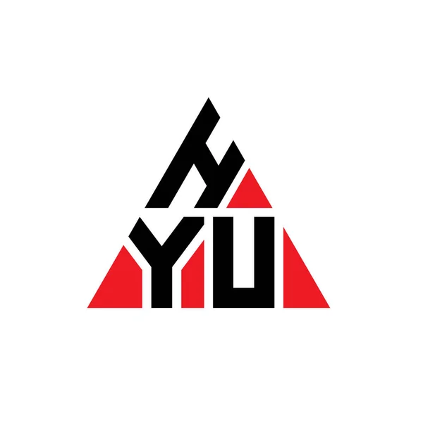 Hyu三角形字母标识设计与三角形形状 Hyu三角形徽标设计单字 带有红色的Hyu三角形矢量标识模板 Hyu三角标识简单 豪华的标志 — 图库矢量图片