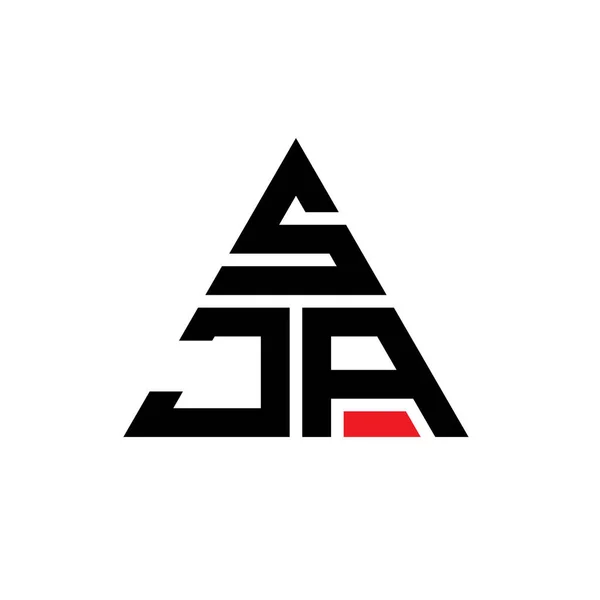 Sja三角形字母标志设计与三角形形状 Sja三角形标志设计单字 带有红色的Sja三角形矢量标识模板 Sja三角标识简单 豪华的标志 — 图库矢量图片