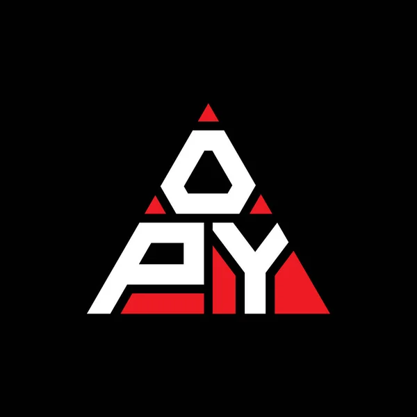 三角形の形をしたOpy三角形の文字ロゴデザイン Opy三角形のロゴデザインのモノグラム 赤い色のOpy三角形ベクトルロゴテンプレート Opy三角形のロゴシンプル エレガントで豪華なロゴ — ストックベクタ
