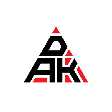 Üçgen şekilli DAK üçgen harf logosu tasarımı. DAK üçgen logo tasarımı monogramı. DAK üçgen logo şablonu kırmızı renkte. DAK üçgen logosu Basit, Zarif ve Lüks Logo.