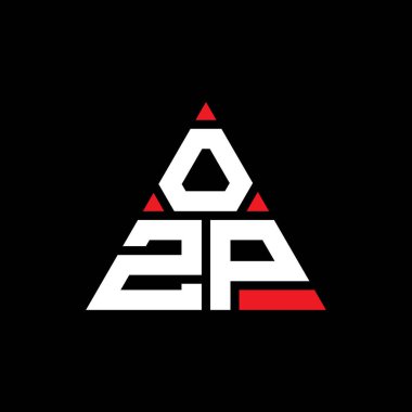 Üçgen şekilli OZP üçgen harf logosu tasarımı. OZP üçgen logo tasarımı monogramı. Kırmızı renkli OZP üçgen vektör şablonu. OZP üçgen logosu Basit, Zarif ve Lüks Logo.