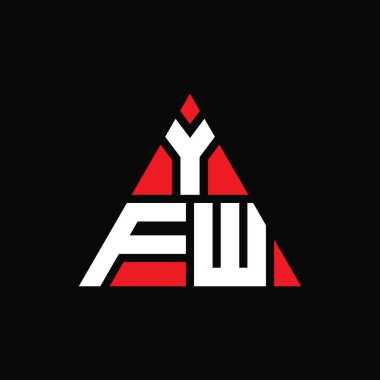 Üçgen şekilli YFW üçgen harf logosu tasarımı. YFW üçgen logo tasarımı monogramı. Kırmızı renkli YFW üçgen vektör şablonu. YFW üçgen logosu Basit, Zarif ve Lüks Logo.