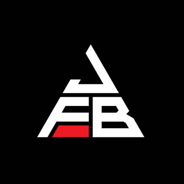 Üçgen şekilli JFB üçgen harf logosu tasarımı. JFB üçgen logo tasarımı monogramı. Kırmızı renkli JFB üçgen vektör logo şablonu. JFB üçgen logosu Basit, Zarif ve Lüks Logo.