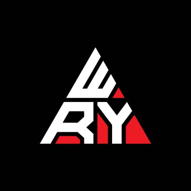 Üçgen şekilli WRY üçgen harf logosu tasarımı. WRY üçgen logo tasarımı monogramı. Kırmızı renkli WRY üçgen vektör logo şablonu. WRY üçgen logosu Basit, Zarif ve Lüks Logo.