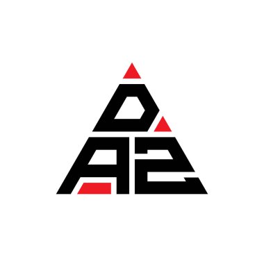 Üçgen şekilli DAZ üçgen harf logosu tasarımı. DAZ üçgen logo tasarımı monogramı. Kırmızı renkli DAZ üçgen vektör logosu şablonu. DAZ üçgen logosu Basit, Zarif ve Lüks Logo.