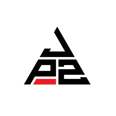 Üçgen şekilli JPZ üçgen harf logosu tasarımı. JPZ üçgen logo tasarımı monogramı. Kırmızı renkli JPZ üçgen vektör logo şablonu. JPZ üçgen logosu Basit, Zarif ve Lüks Logo.